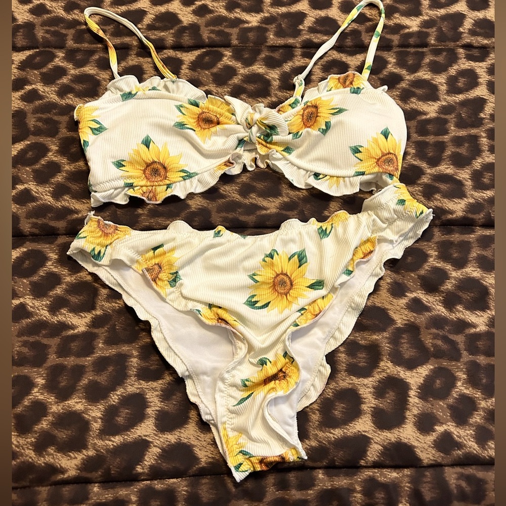 Sunflower Print Bikini Set